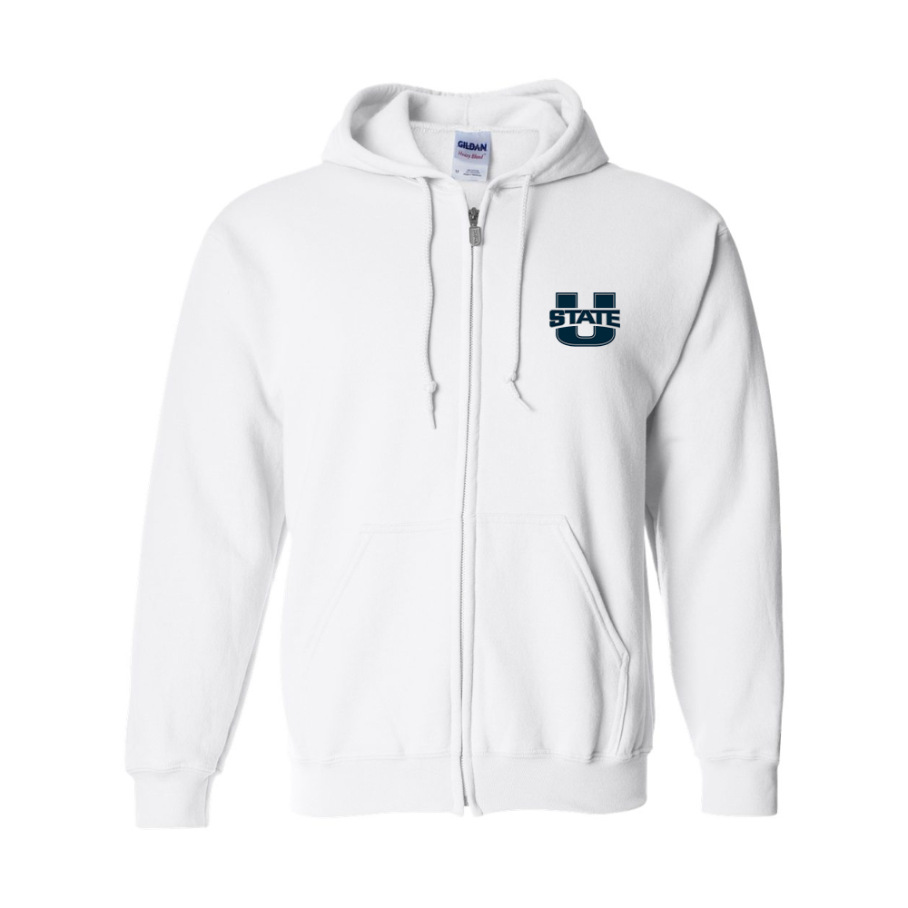 Men's Utah State Aggies Gildan  Heavy Blend Full Zip Hooded Sweatshirt